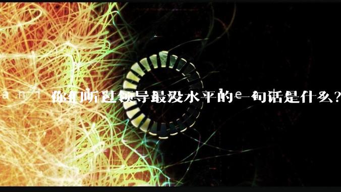 你们听过领导最没水平的一句话是什么？